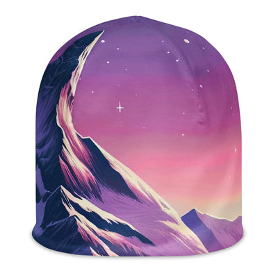 Bezaubernder Alpenabend mit Bär, lavendel-rosafarbener Himmel (AN) - Beanie (All-Over Print) xxx yyy zzz L