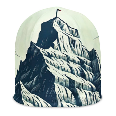 Ausgedehnte Bergkette mit dominierendem Gipfel und wehender Schweizer Flagge - Beanie (All-Over Print) berge xxx yyy zzz L