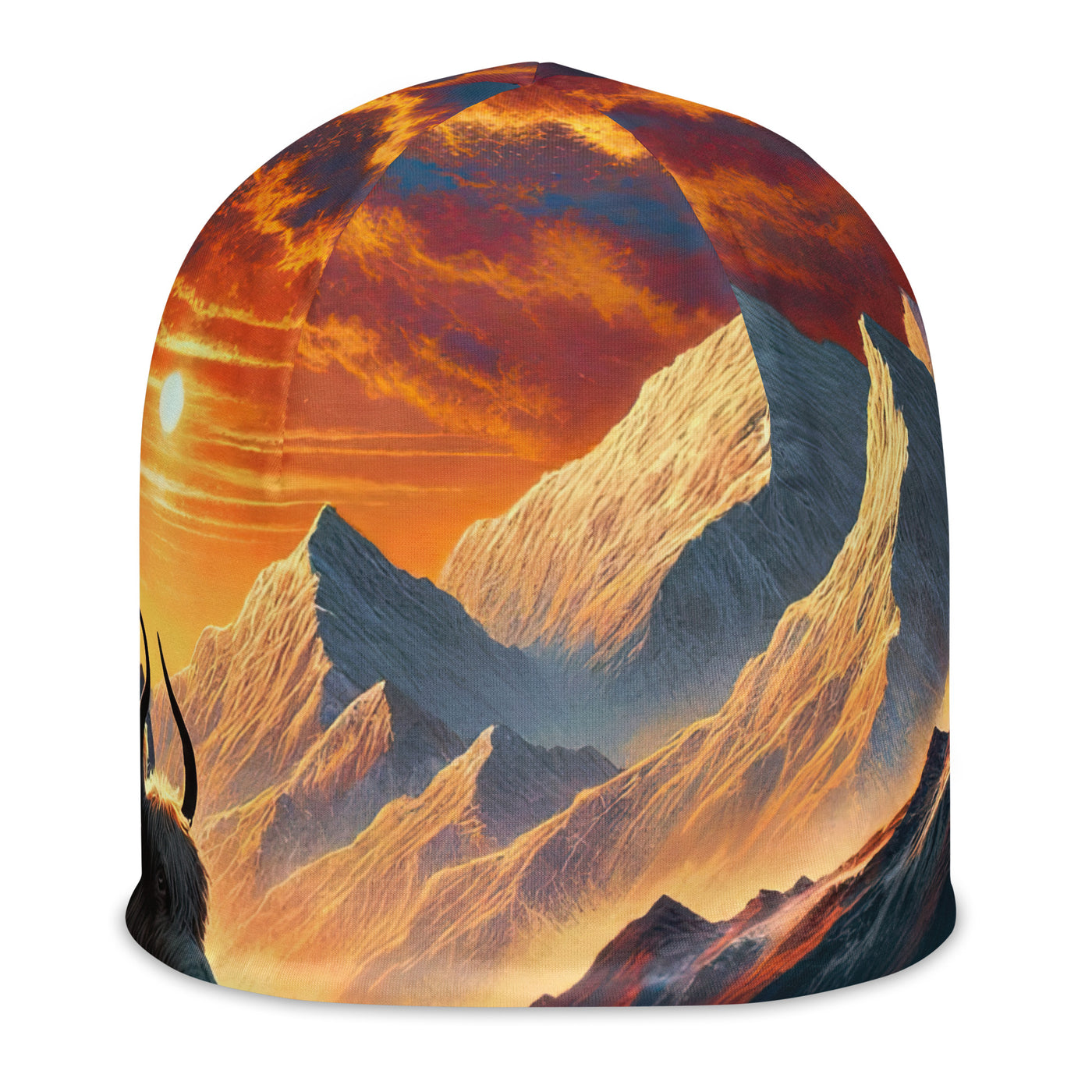 Magischer Alpenabend mit Hochlandkuh und goldener Sonnenkulisse - Beanie (All-Over Print) berge xxx yyy zzz L