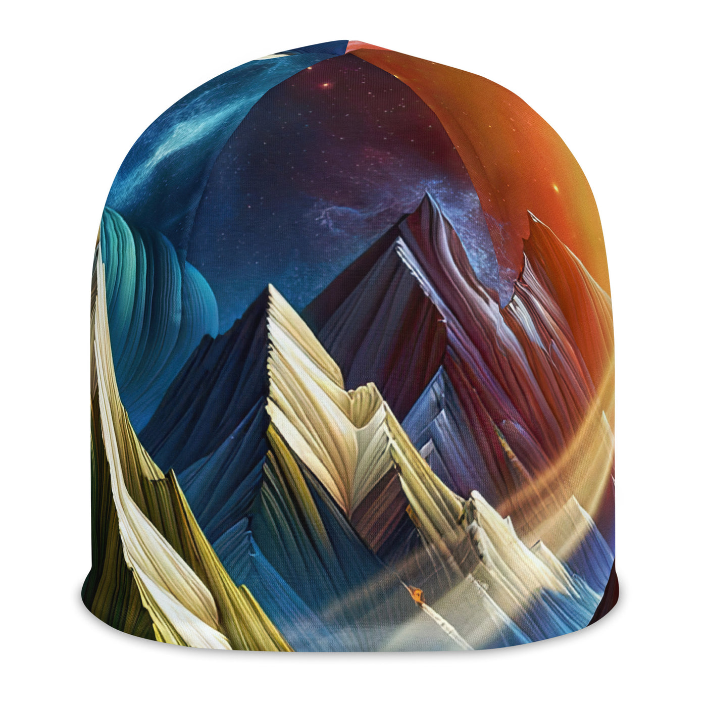 Abstrakte Bergwelt in lebendigen Farben mit Zelt - Beanie (All-Over Print) camping xxx yyy zzz L