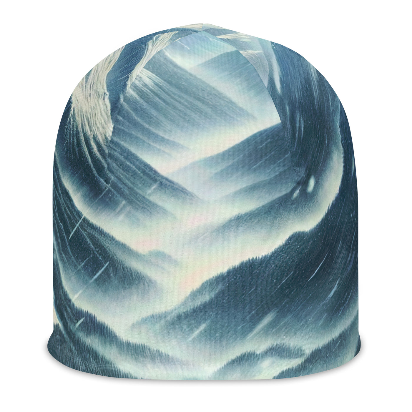 Alpine Wildnis im Wintersturm mit Skifahrer, verschneite Landschaft - Beanie (All-Over Print) klettern ski xxx yyy zzz L