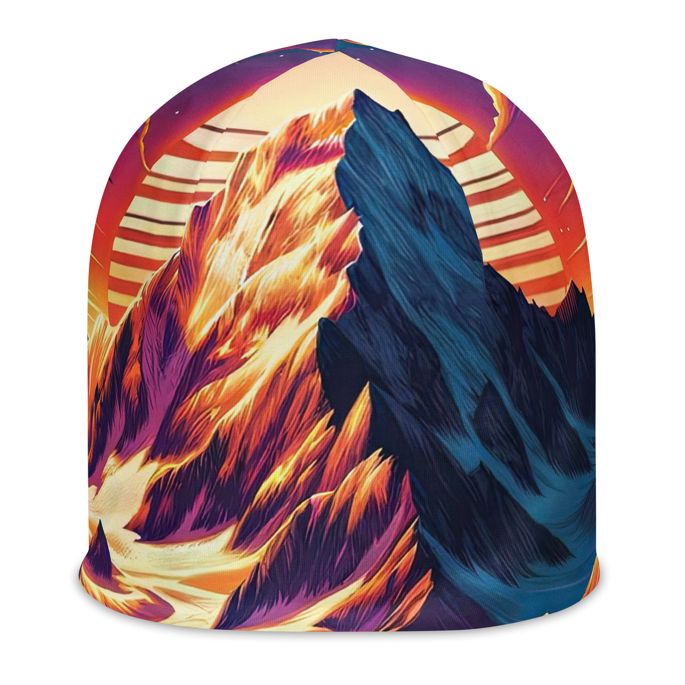 Lebendiger Alpen-Sonnenuntergang, schneebedeckte Gipfel in warmen Tönen - Beanie (All-Over Print) berge xxx yyy zzz L