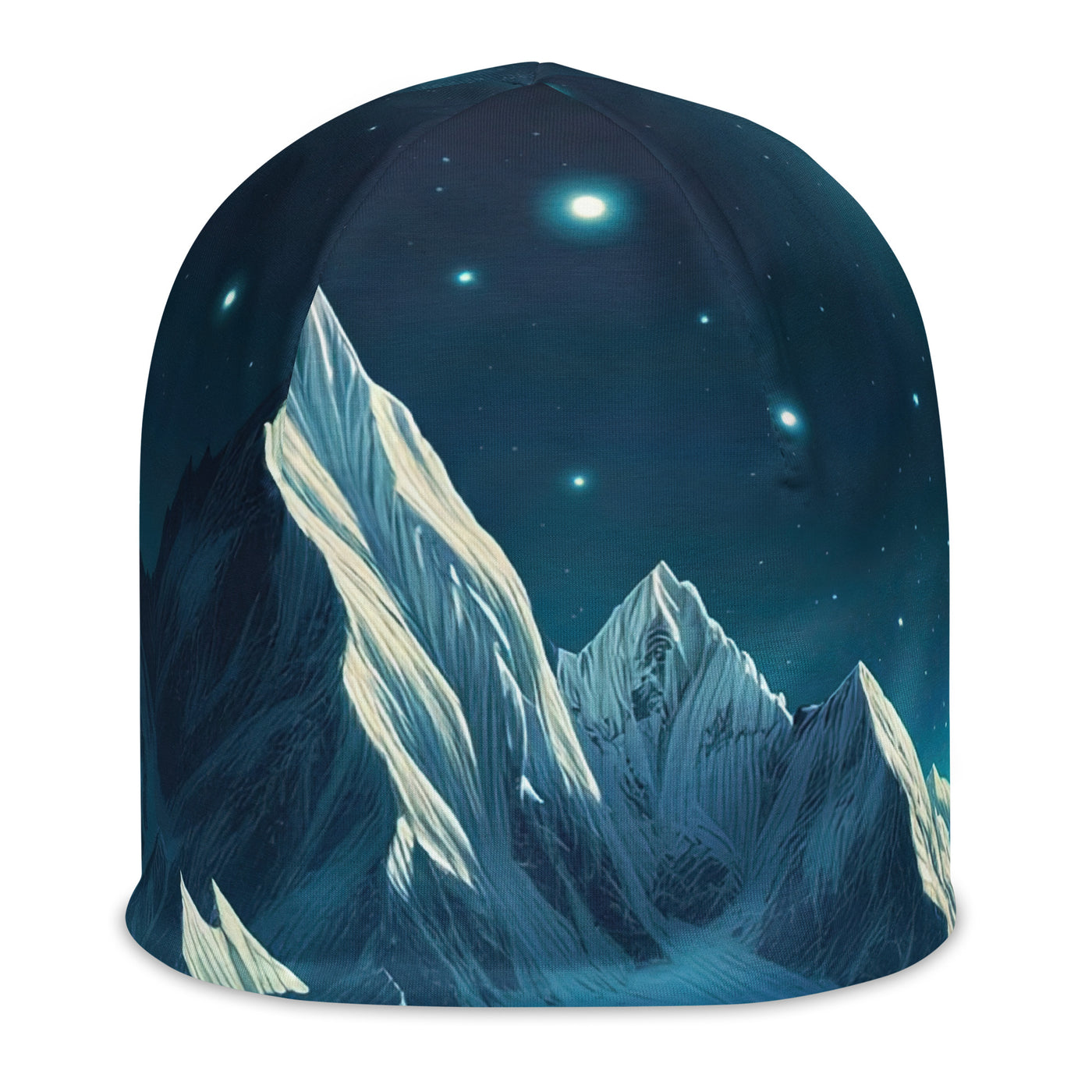 Sternenklare Nacht über den Alpen, Vollmondschein auf Schneegipfeln - Beanie (All-Over Print) berge xxx yyy zzz L