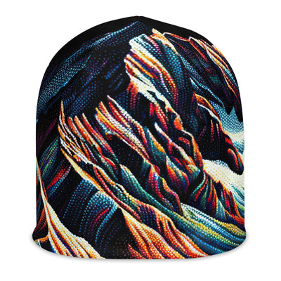 Pointillistische Darstellung der Alpen, Farbpunkte formen die Landschaft - Beanie (All-Over Print) berge xxx yyy zzz L