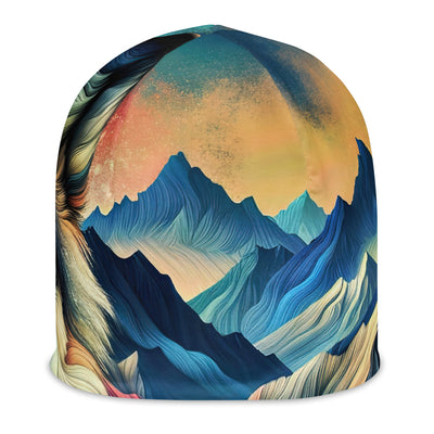 Traumhaftes Alpenpanorama mit Wolf in wechselnden Farben und Mustern (AN) - Beanie (All-Over Print) xxx yyy zzz L