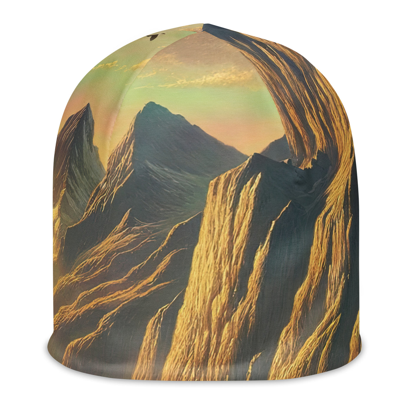 Ölgemälde eines Schweizer Wanderers in den Alpen bei goldenem Sonnenlicht - Beanie (All-Over Print) wandern xxx yyy zzz L