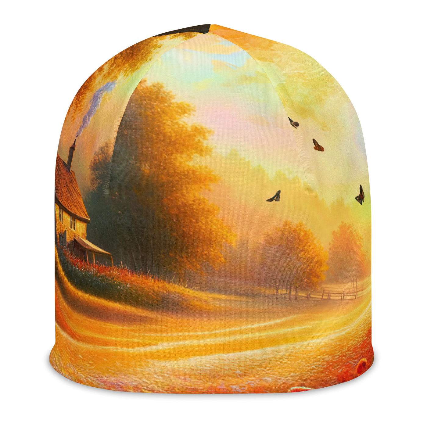 Ölgemälde eines Blumenfeldes im Sonnenuntergang, leuchtende Farbpalette - Beanie (All-Over Print) camping xxx yyy zzz L