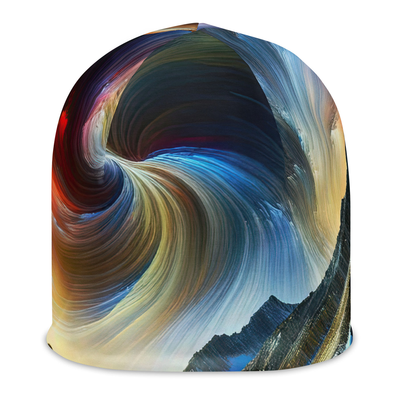 Foto der Alpen in abstrakten Farben mit Bergsteigersilhouette - Beanie (All-Over Print) wandern xxx yyy zzz L