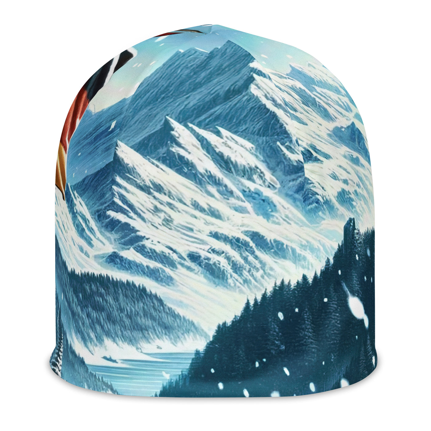 Quadratische Winterillustration der Alpen mit deutscher Flagge und Wanderteam - Beanie (All-Over Print) wandern xxx yyy zzz L