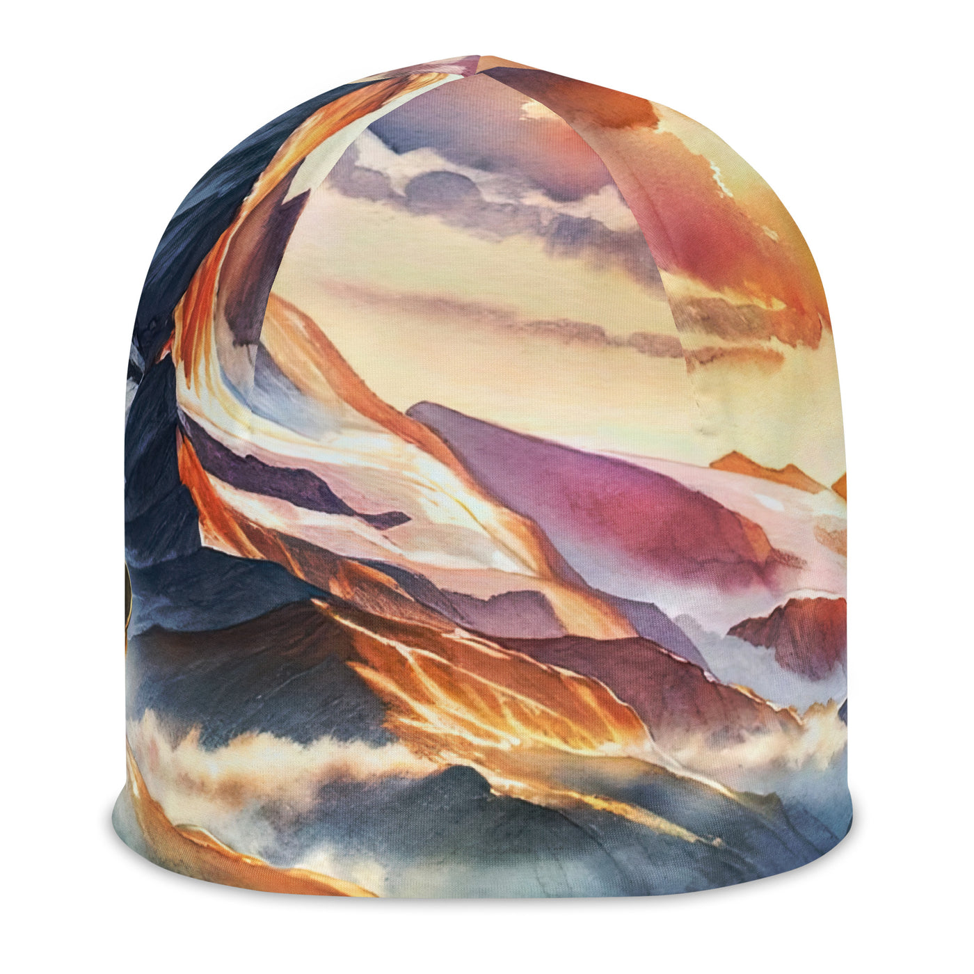 Aquarell einer Berglandschaft in der goldenen Stunde mit österreichischem Wanderer - Beanie (All-Over Print) wandern xxx yyy zzz