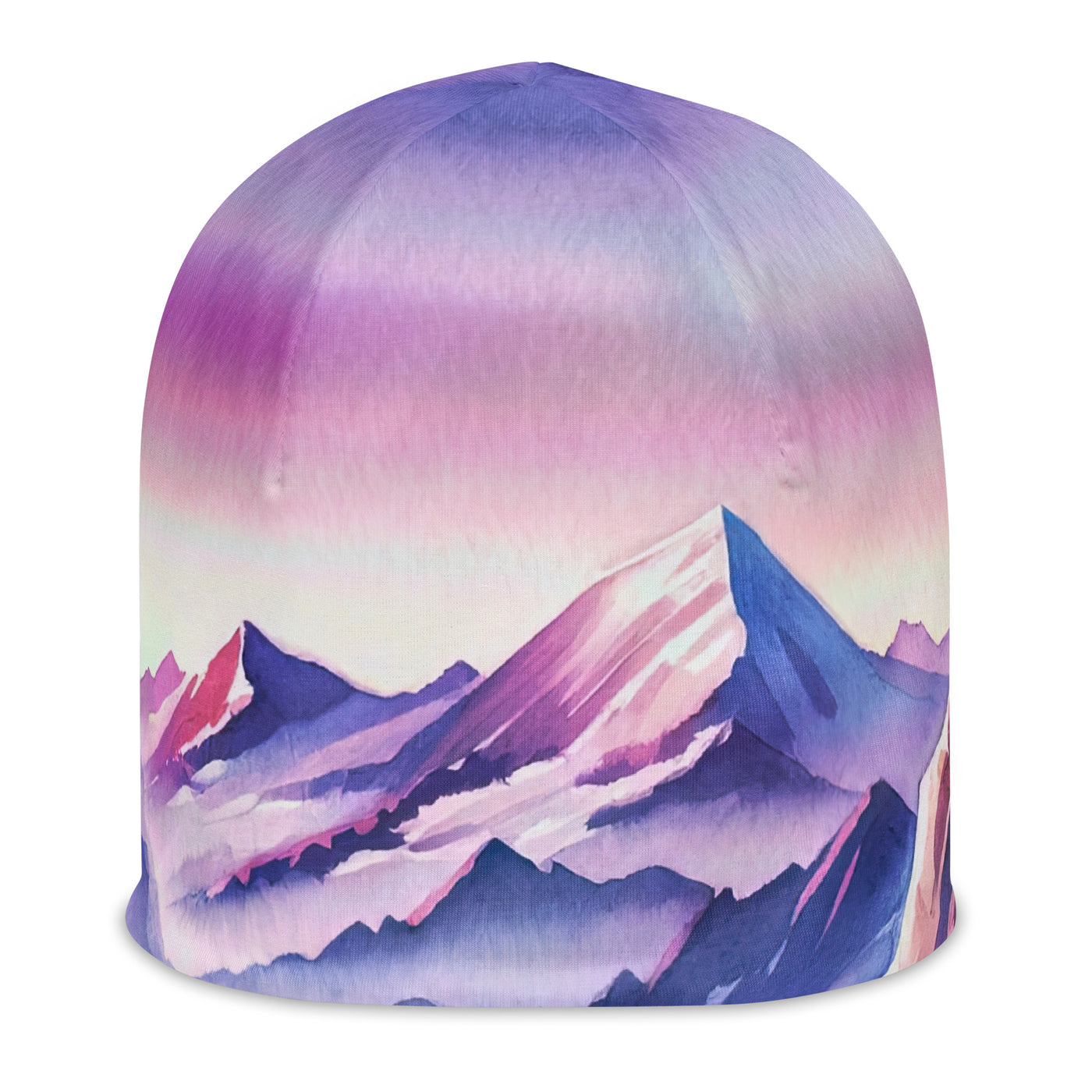 Aquarell eines Bergsteigers auf einem Alpengipfel in der Abenddämmerung - Beanie (All-Over Print) wandern xxx yyy zzz