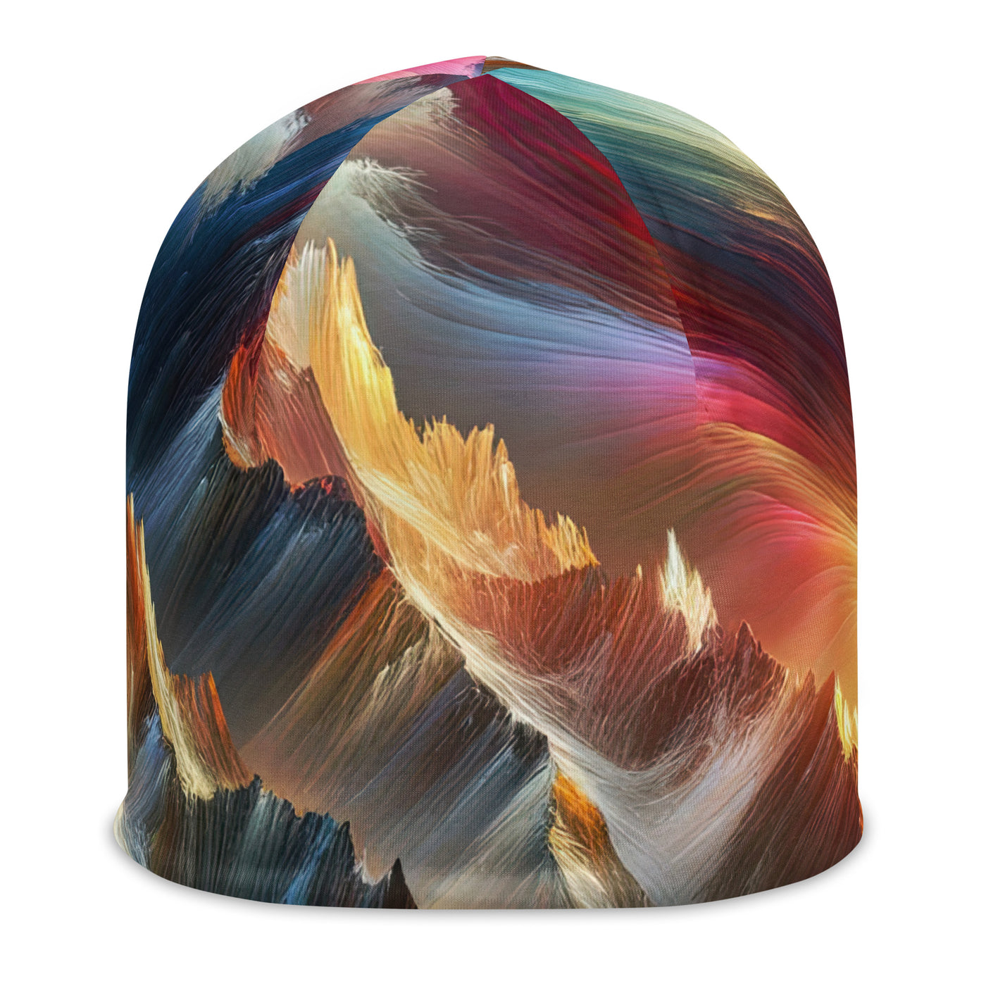 Lebendige abstrakte Alpendarstellung in populärem Kunststil - Beanie (All-Over Print) berge xxx yyy zzz