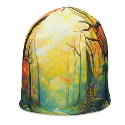 Wald und Wanderweg - Bunte, farbenfrohe Malerei - Beanie (All-Over Print) camping xxx