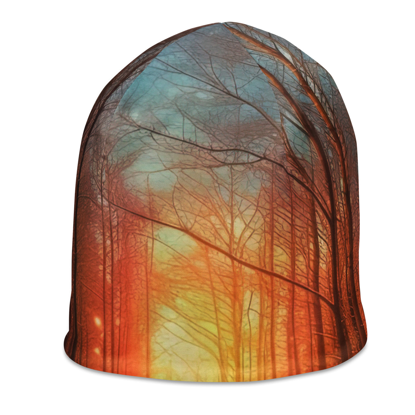 Bäume im Winter, Schnee, Sonnenaufgang und Fluss - Beanie (All-Over Print) camping xxx