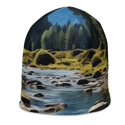 Österreichische Alpen und steiniger Bach - Beanie (All-Over Print) berge xxx