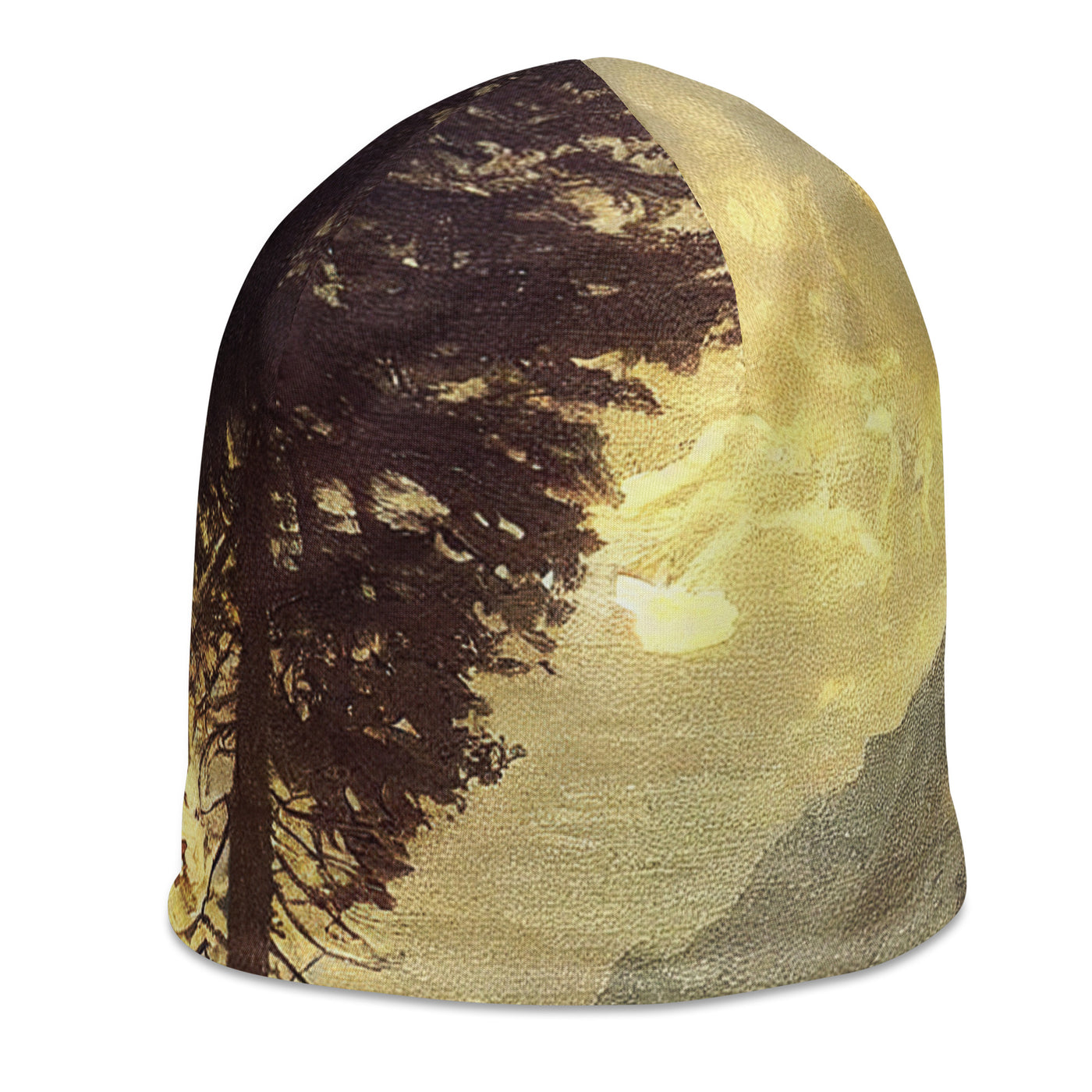 Landschaft mit Bergen, Fluss und Bäumen - Malerei - Beanie (All-Over Print) berge xxx