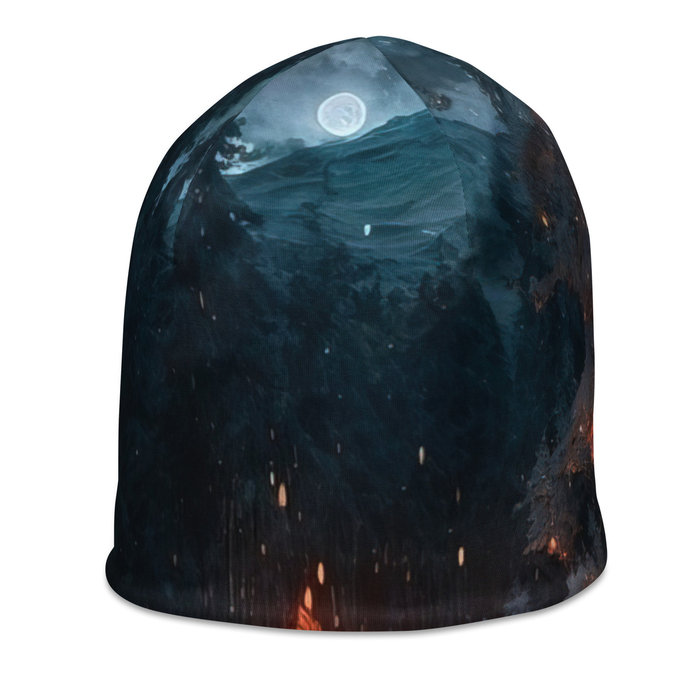 Lagerfeuer beim Camping - Wald mit Schneebedeckten Bäumen - Malerei - Beanie (All-Over Print) camping xxx