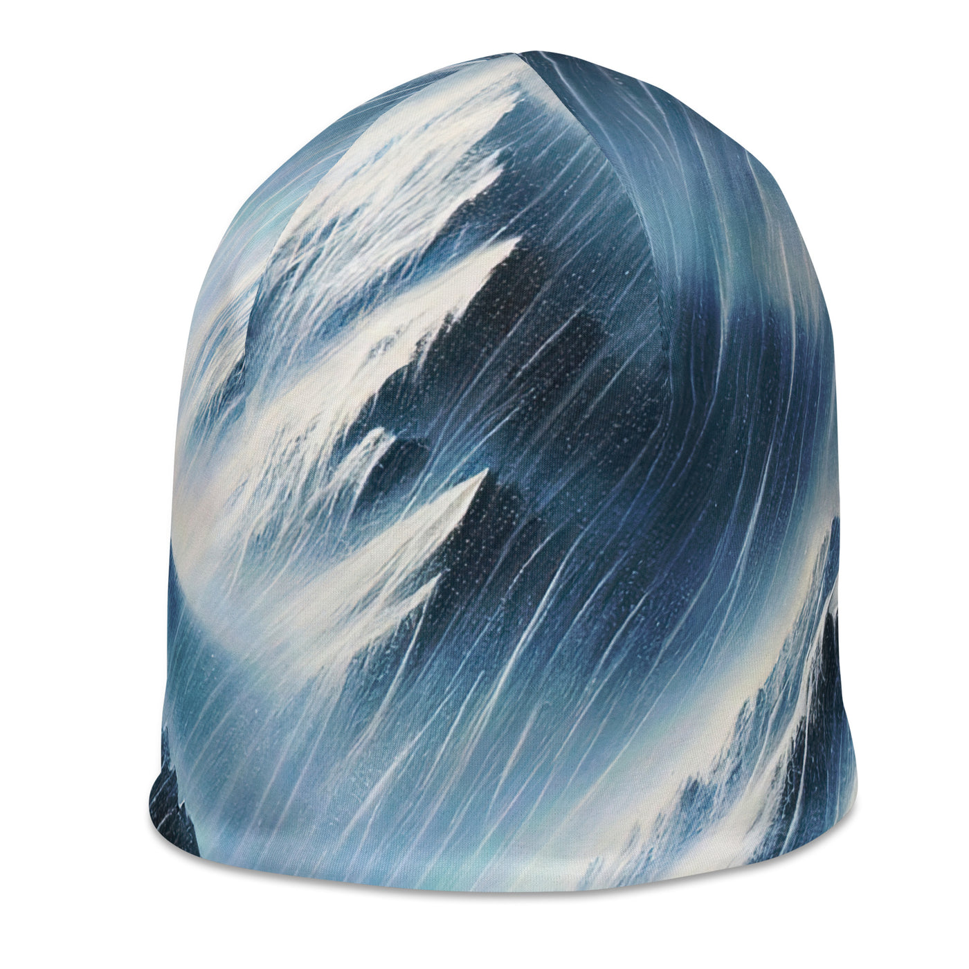 Wanderer und Bergsteiger im Schneesturm: Acrylgemälde der Alpen - Beanie (All-Over Print) wandern xxx yyy zzz