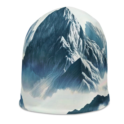 Nebeliger Alpenmorgen-Essenz, verdeckte Täler und Wälder - Beanie (All-Over Print) berge xxx yyy zzz