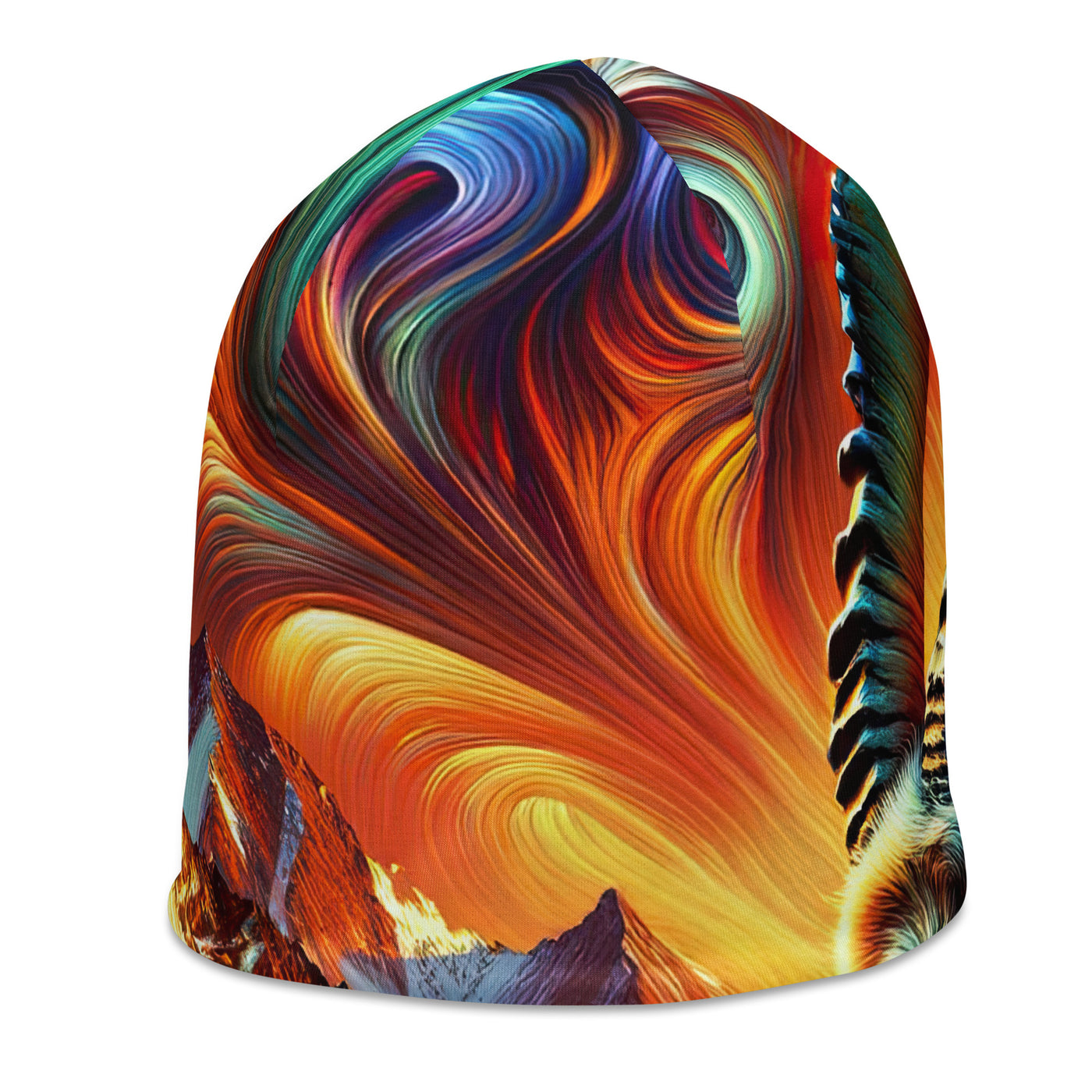 Digitale Kunst der Alpen, Landschaft mit wirbelnden, abstrakten Formen - Beanie (All-Over Print) berge xxx yyy zzz