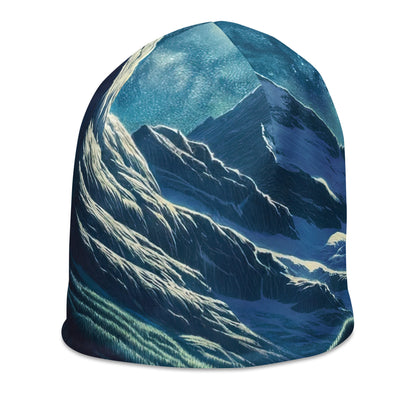 Legendäre Alpennacht, Mondlicht-Berge unter Sternenhimmel - Beanie (All-Over Print) berge xxx yyy zzz