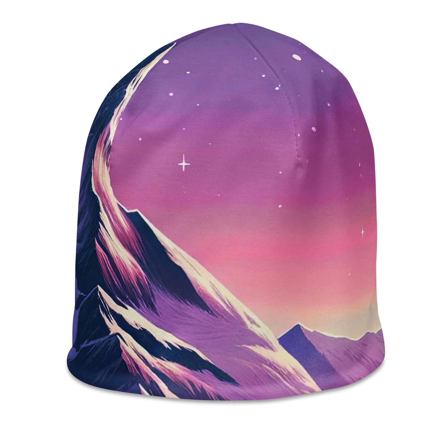 Bezaubernder Alpenabend mit Bär, lavendel-rosafarbener Himmel (AN) - Beanie (All-Over Print) xxx yyy zzz