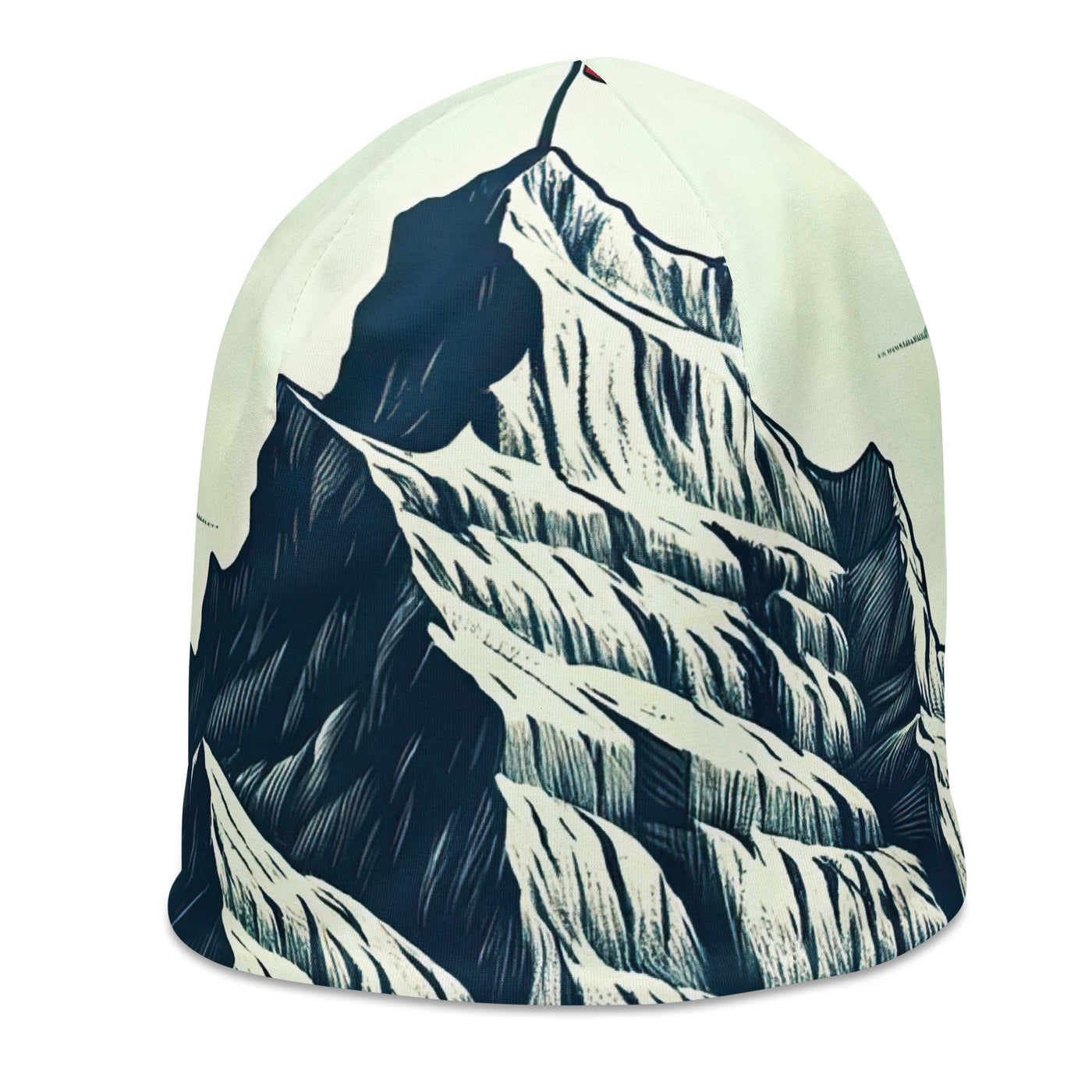 Ausgedehnte Bergkette mit dominierendem Gipfel und wehender Schweizer Flagge - Beanie (All-Over Print) berge xxx yyy zzz