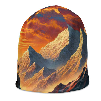 Magischer Alpenabend mit Hochlandkuh und goldener Sonnenkulisse - Beanie (All-Over Print) berge xxx yyy zzz