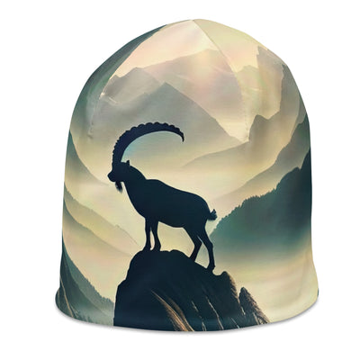 Morgendlicher Steinbock auf Alpengipfel, steile Berghänge - Beanie (All-Over Print) berge xxx yyy zzz