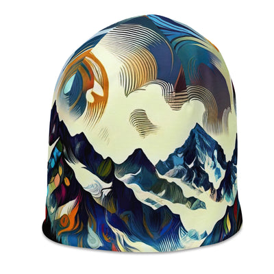 Alpensee im Zentrum eines abstrakt-expressionistischen Alpen-Kunstwerks - Beanie (All-Over Print) berge xxx yyy zzz