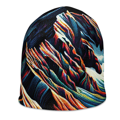 Pointillistische Darstellung der Alpen, Farbpunkte formen die Landschaft - Beanie (All-Over Print) berge xxx yyy zzz