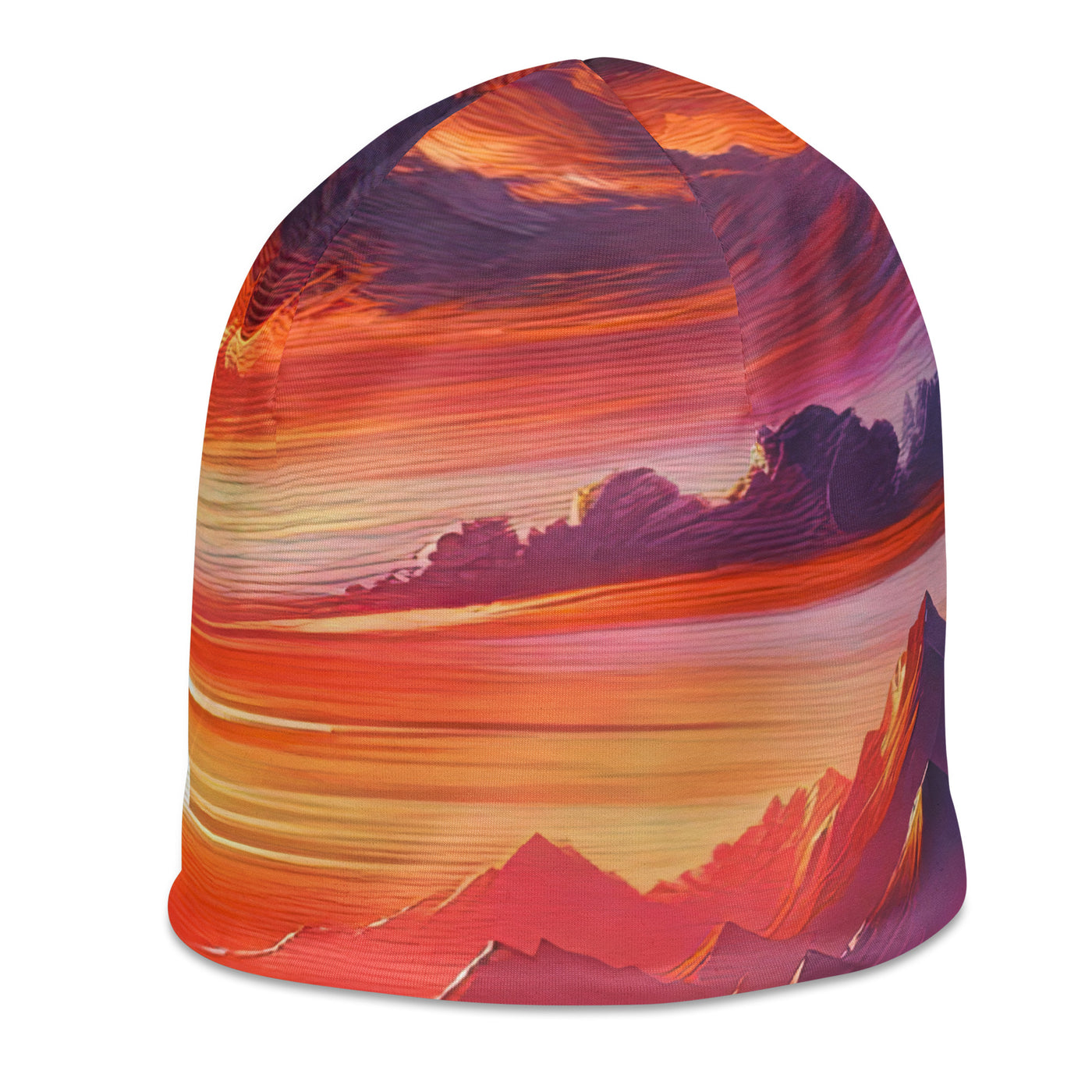 Ölgemälde der Alpenlandschaft im ätherischen Sonnenuntergang, himmlische Farbtöne - Beanie (All-Over Print) berge xxx yyy zzz