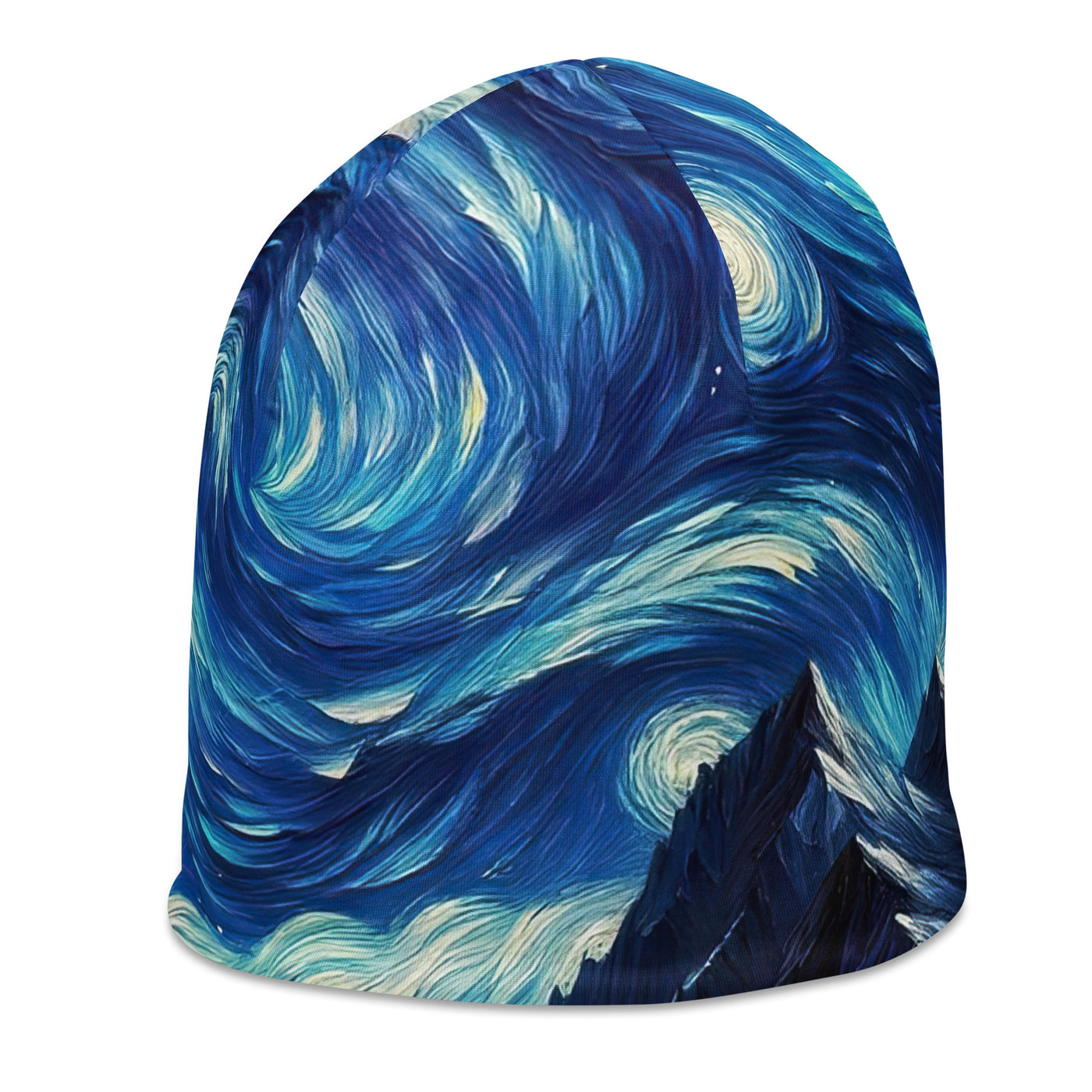 Sternennacht-Stil Ölgemälde der Alpen, himmlische Wirbelmuster - Beanie (All-Over Print) berge xxx yyy zzz