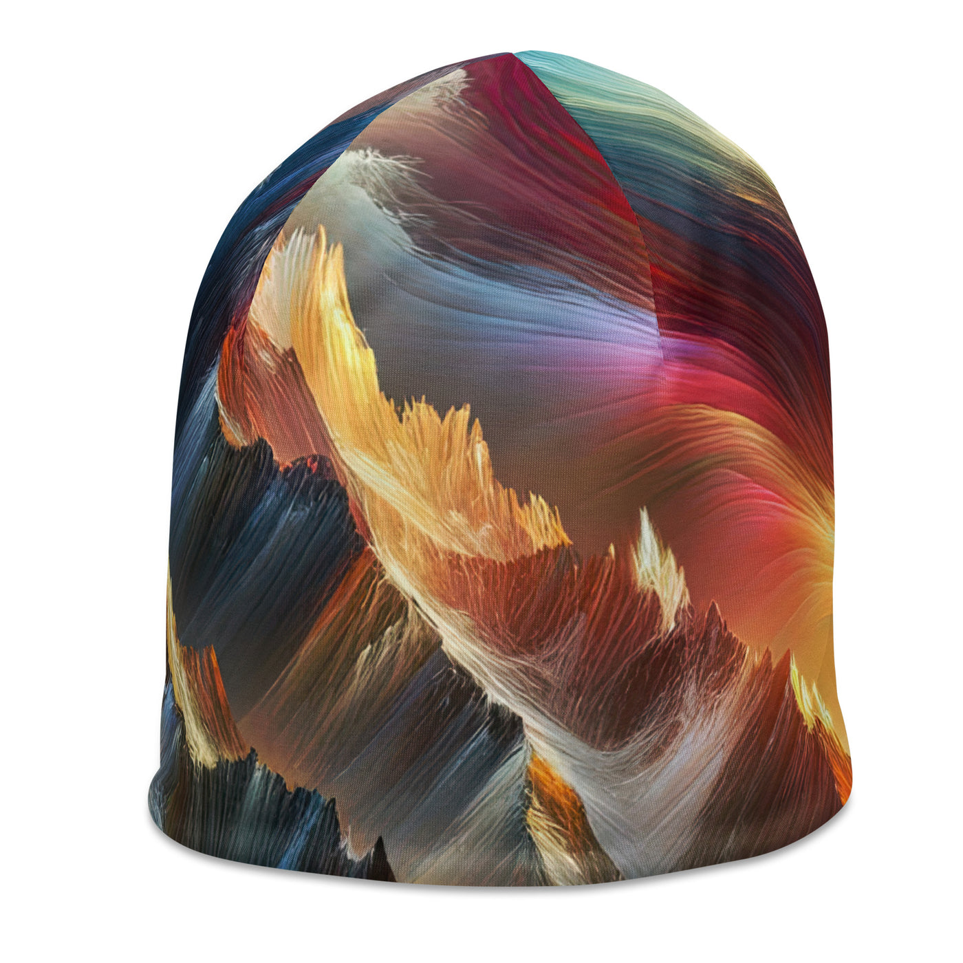 Lebendige abstrakte Alpendarstellung in populärem Kunststil - Beanie (All-Over Print) berge xxx yyy zzz