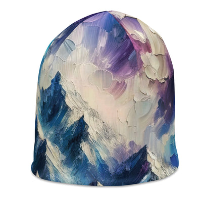 Alpenabstraktion mit dramatischem Himmel in Öl - Beanie (All-Over Print) berge xxx yyy zzz