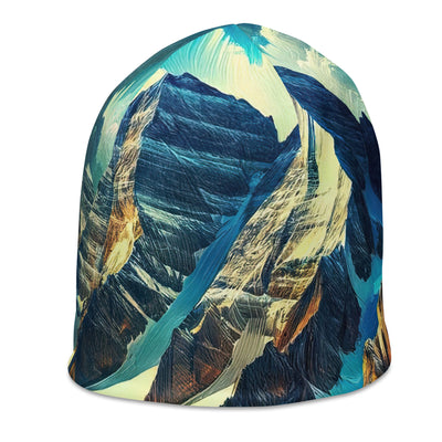 Majestätische Alpen in zufällig ausgewähltem Kunststil - Beanie (All-Over Print) berge xxx yyy zzz