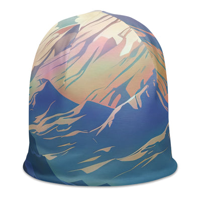 Berge. Fluss und Blumen - Malerei - Beanie (All-Over Print) berge xxx