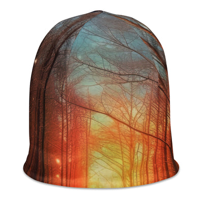 Bäume im Winter, Schnee, Sonnenaufgang und Fluss - Beanie (All-Over Print) camping xxx