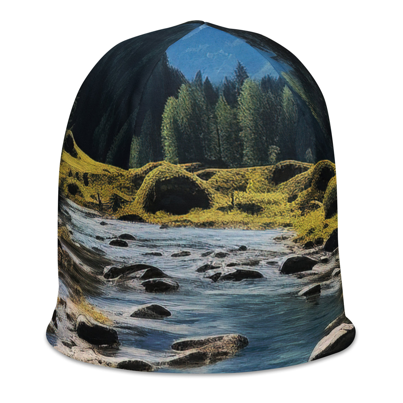 Österreichische Alpen und steiniger Bach - Beanie (All-Over Print) berge xxx