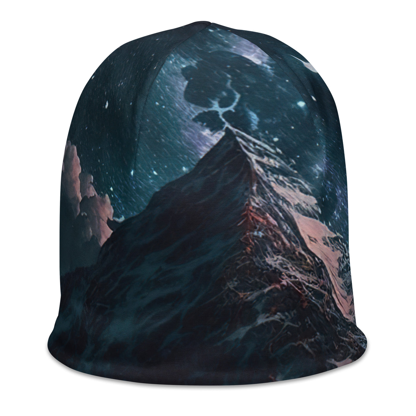 Zelt und Berg in der Nacht - Sterne am Himmel - Landschaftsmalerei - Beanie (All-Over Print) camping xxx