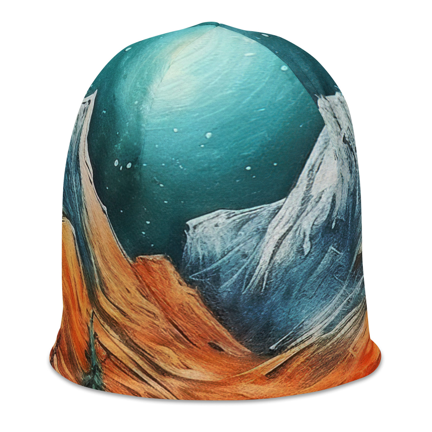 Berglandschaft und Zelte - Nachtstimmung - Landschaftsmalerei - Beanie (All-Over Print) camping xxx