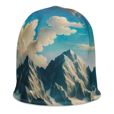 Ein Gemälde von Bergen, das eine epische Atmosphäre ausstrahlt. Kunst der Frührenaissance - Beanie (All-Over Print) berge xxx yyy zzz