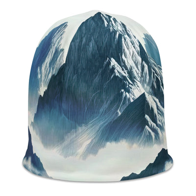 Nebeliger Alpenmorgen-Essenz, verdeckte Täler und Wälder - Beanie (All-Over Print) berge xxx yyy zzz