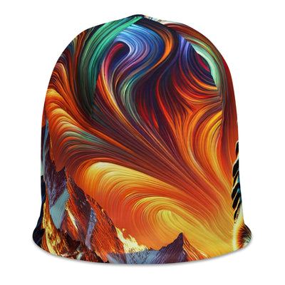 Digitale Kunst der Alpen, Landschaft mit wirbelnden, abstrakten Formen - Beanie (All-Over Print) berge xxx yyy zzz