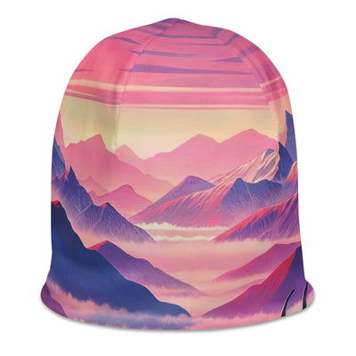 Verträumte Berg-Abenddämmerung mit Hochlandrind und blumigem Glanz - Beanie (All-Over Print) berge xxx yyy zzz