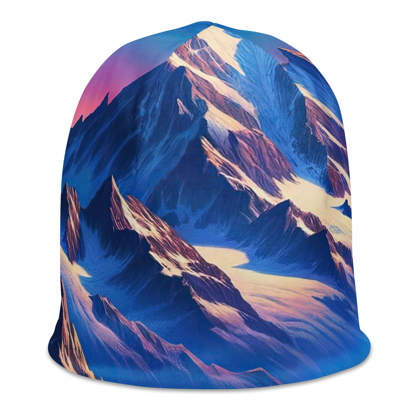 Steinbock bei Dämmerung in den Alpen, sonnengeküsste Schneegipfel - Beanie (All-Over Print) berge xxx yyy zzz