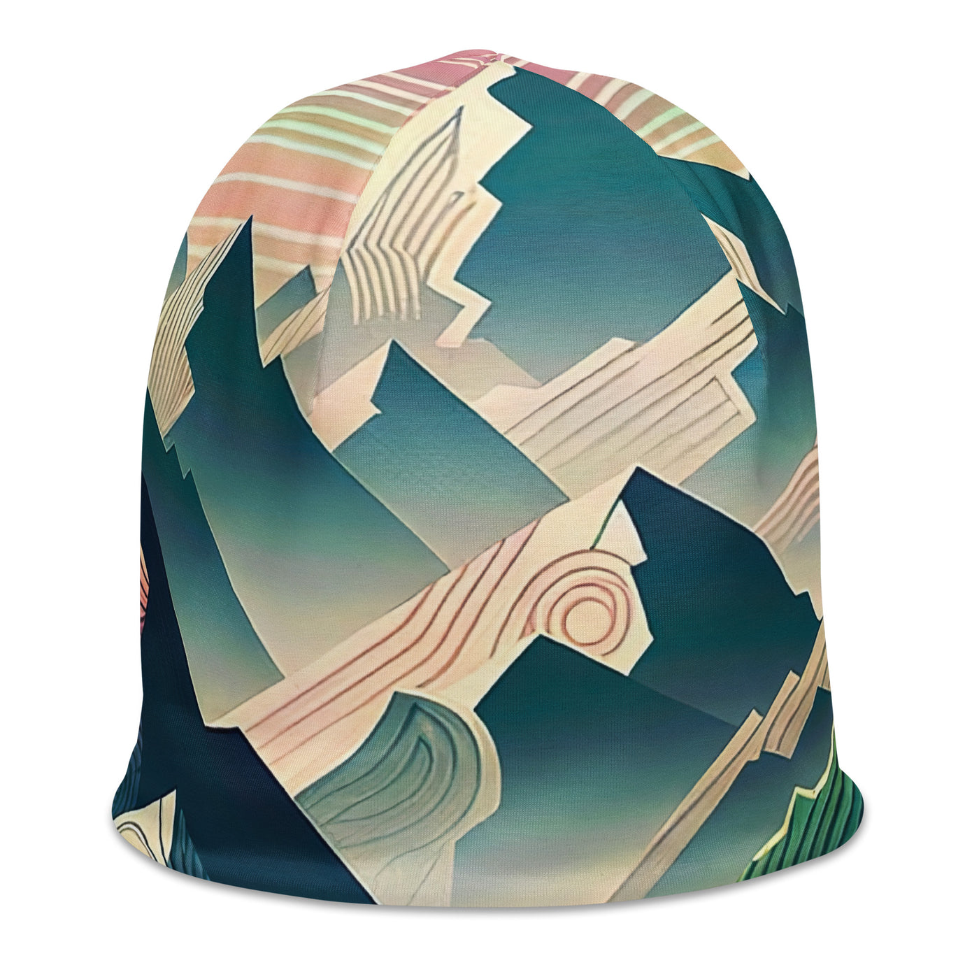 Bär im Panoramablick der Alpen, moderne Kunst-Gebirgsschichten - Beanie (All-Over Print) camping xxx yyy zzz