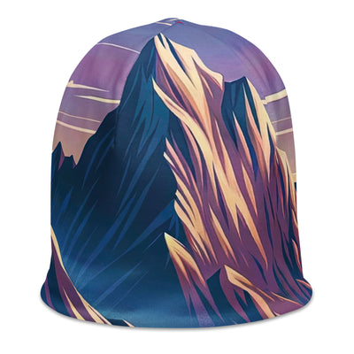 Harmonische Berglandschaft mit Schweizer Flagge auf Gipfel - Beanie (All-Over Print) berge xxx yyy zzz