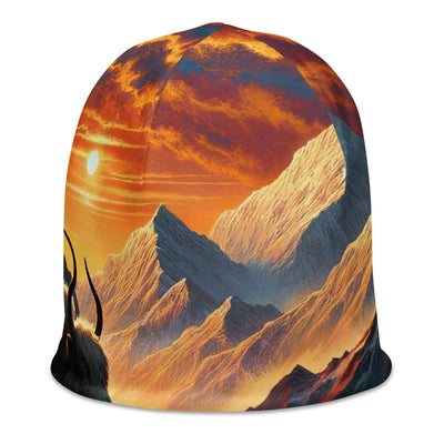 Magischer Alpenabend mit Hochlandkuh und goldener Sonnenkulisse - Beanie (All-Over Print) berge xxx yyy zzz