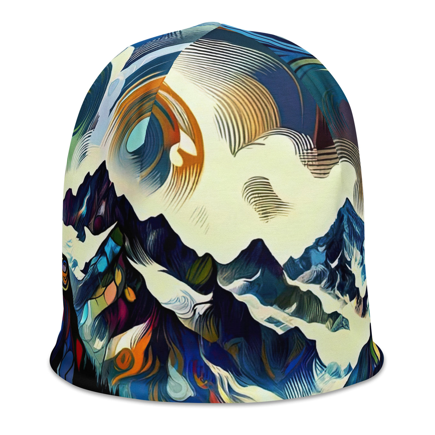 Alpensee im Zentrum eines abstrakt-expressionistischen Alpen-Kunstwerks - Beanie (All-Over Print) berge xxx yyy zzz